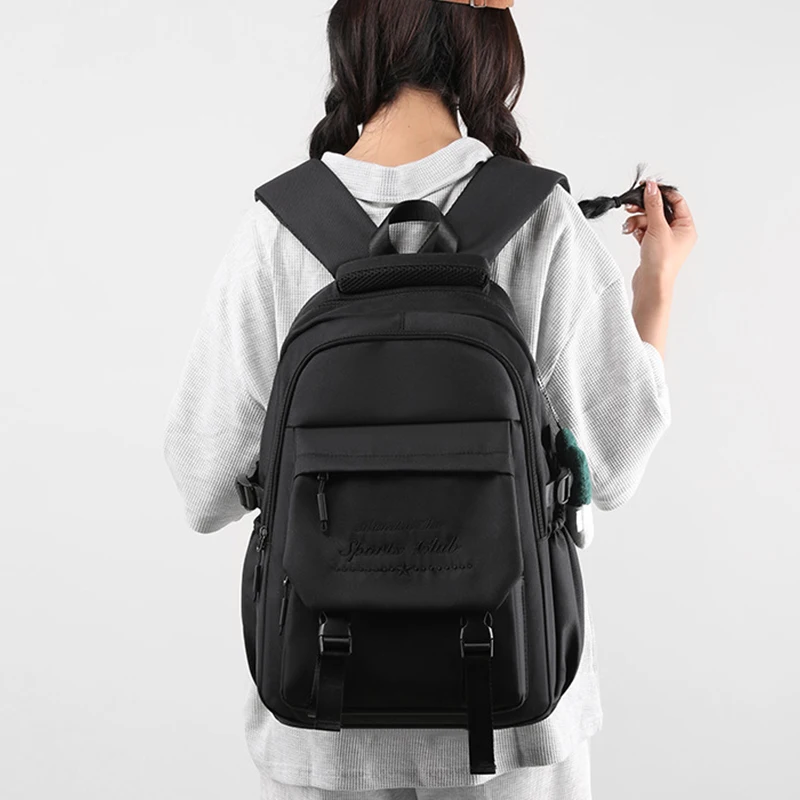 

Women's Backpack Schoolbag for Teenage Girls Knapsack Student School Backpacks Solid Color Multi-pocket Woman Travel Book Bag