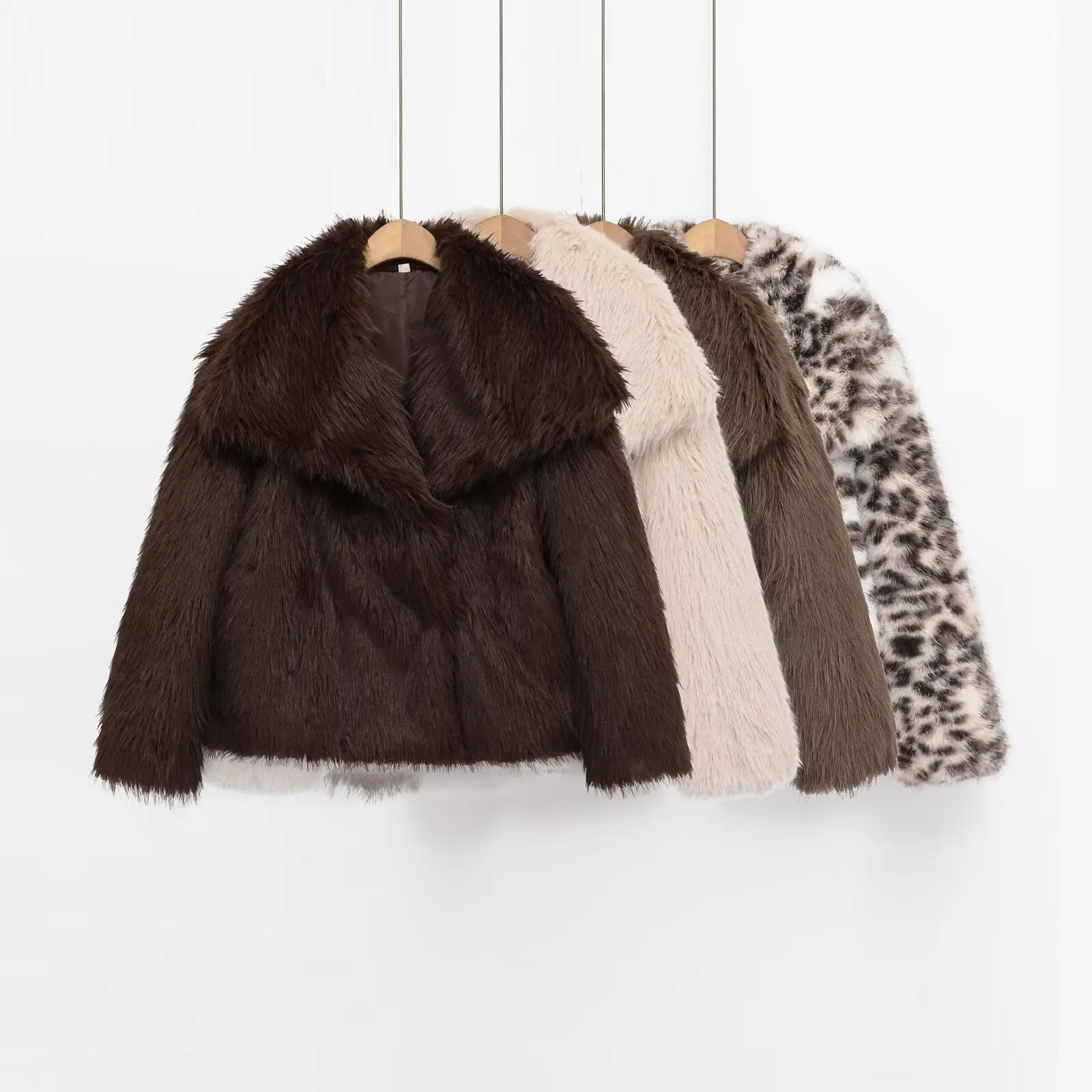 

Long Hair Women Winter Faux Fur Jacket Pure Color Lapel Collar Fleece Lady Eco Fur Outwear Commuting Casual Female Mink Fur Coat