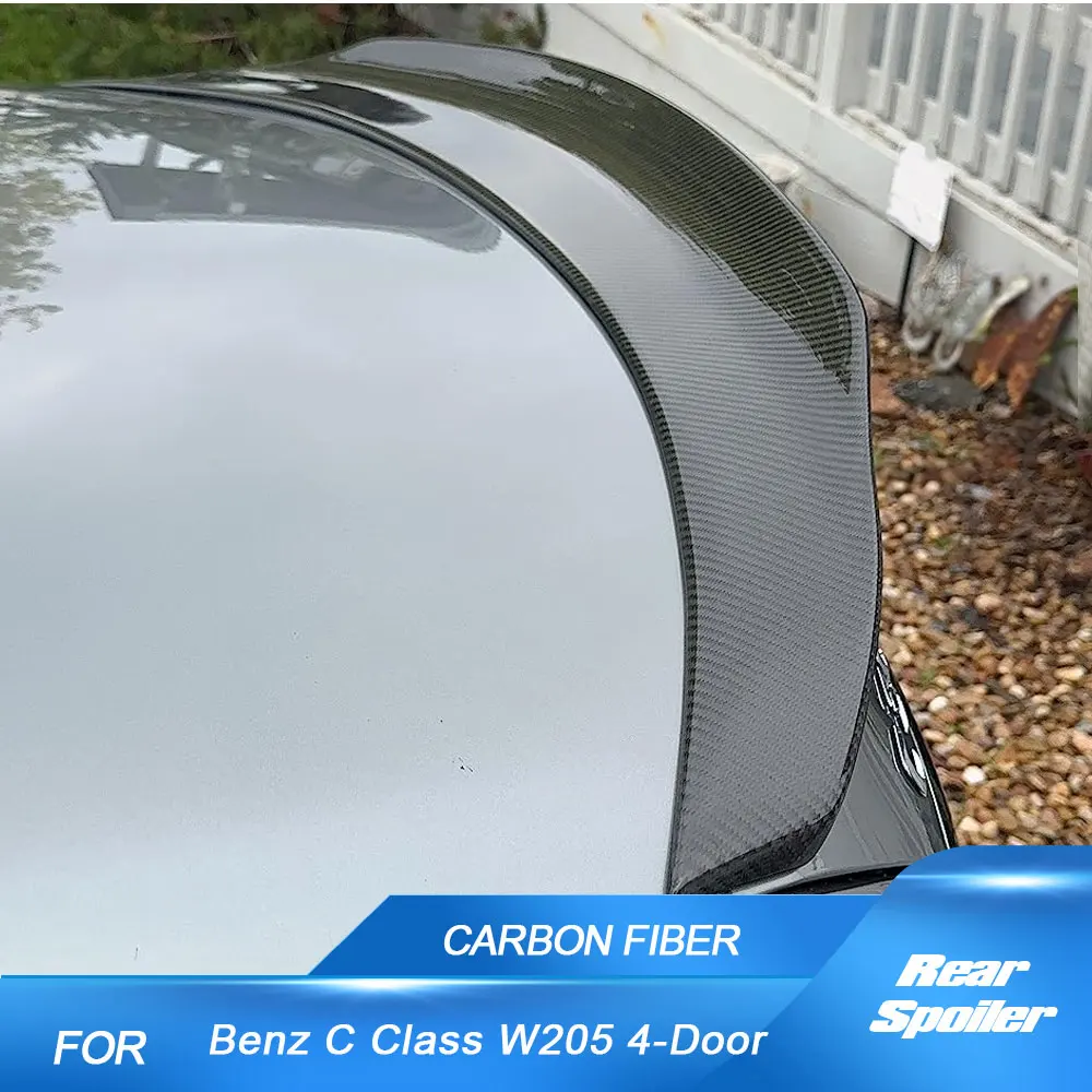 

For Mercedes Benz C Class W205 C300 C200 C43 C63 AMG 4-Door 2015-2021 Carbon Fiber Rear Trunk Spoiler Boot Lid Highkick Wing