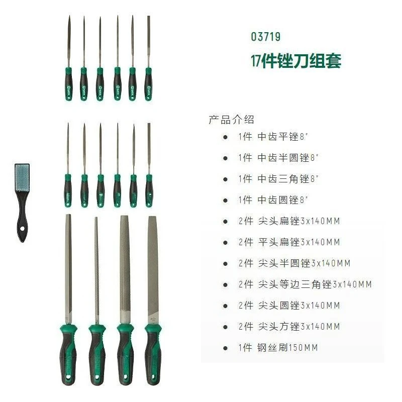 Tool fitter file 17 pieces file set triangular semicircle flat round file set pointed end