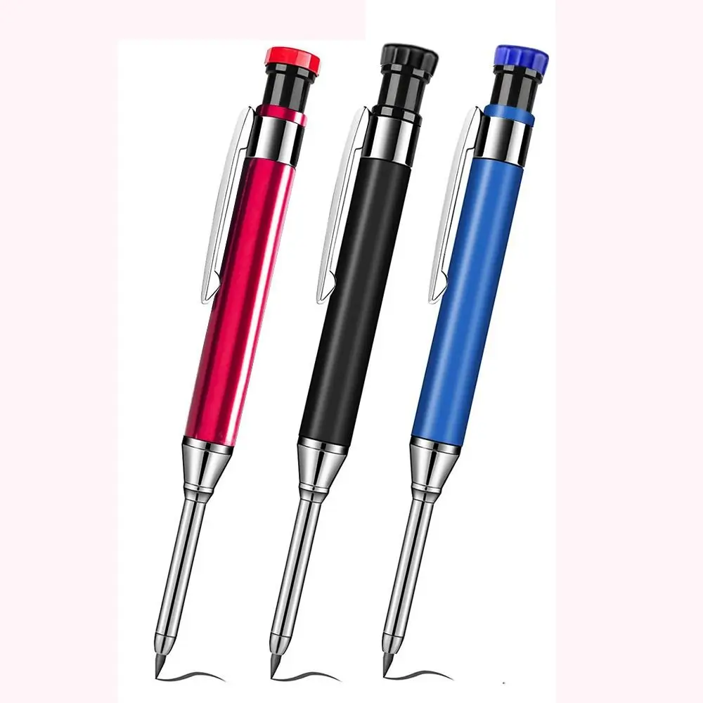 2.8mm Woodworking Pencil Deep Hole Marking Long Head Mechanical Pencil Metal Built-in Sharpener Woodworking Marking Tool