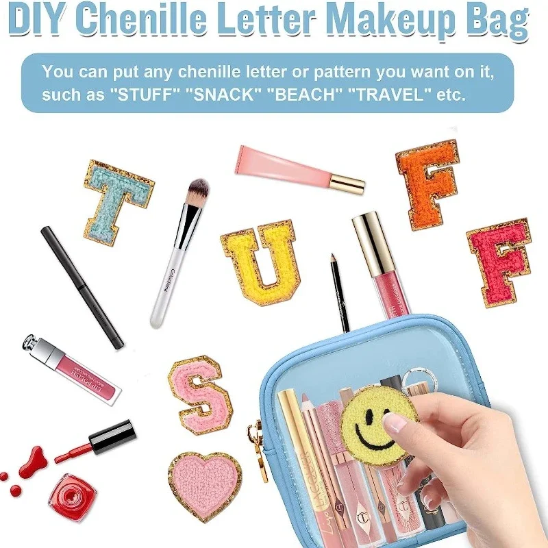 Mini Clear Travel Makeup Organizer Bag piccola Cute Preppy Makeup Bag Cosmetic Zipper Toiletry Storage Clutch Coin Pouch per le donne