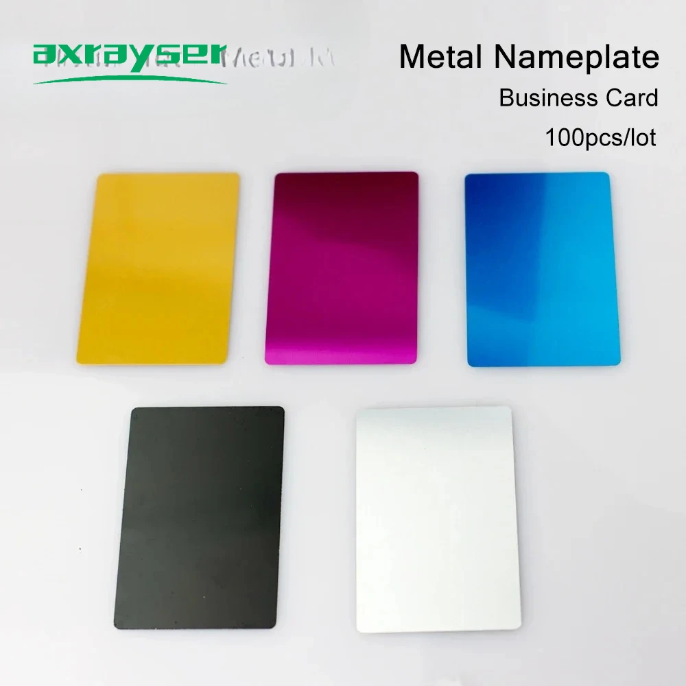 100PCS Metal Business Cards Nameplate Multicolor Aluminium Alloy Material for Laser Marking Machine CO2 Laser Marker