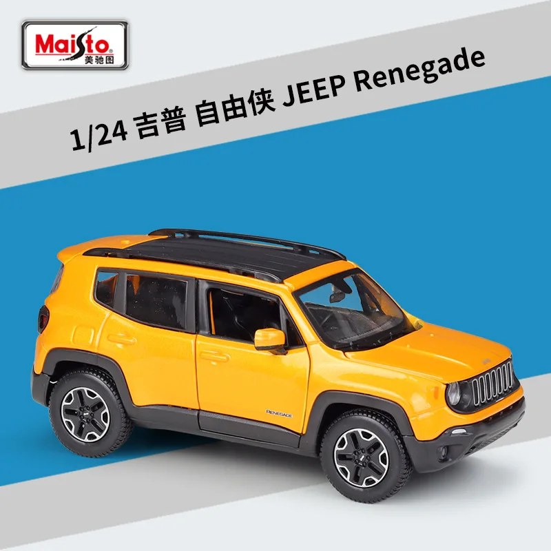 Maisto 1:24 Jeep Orange Renegade Scale JEEP Liberty Diecast Simulated Off-road SUV Alloy Finished Car Model Collectible Toy Gift