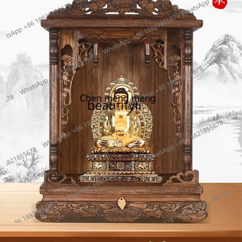 new Buddhist shrine Guanyin offering table Shrine shrine offering table Wall-mounted hanging cabinet Buddha  God of Wealth cabin