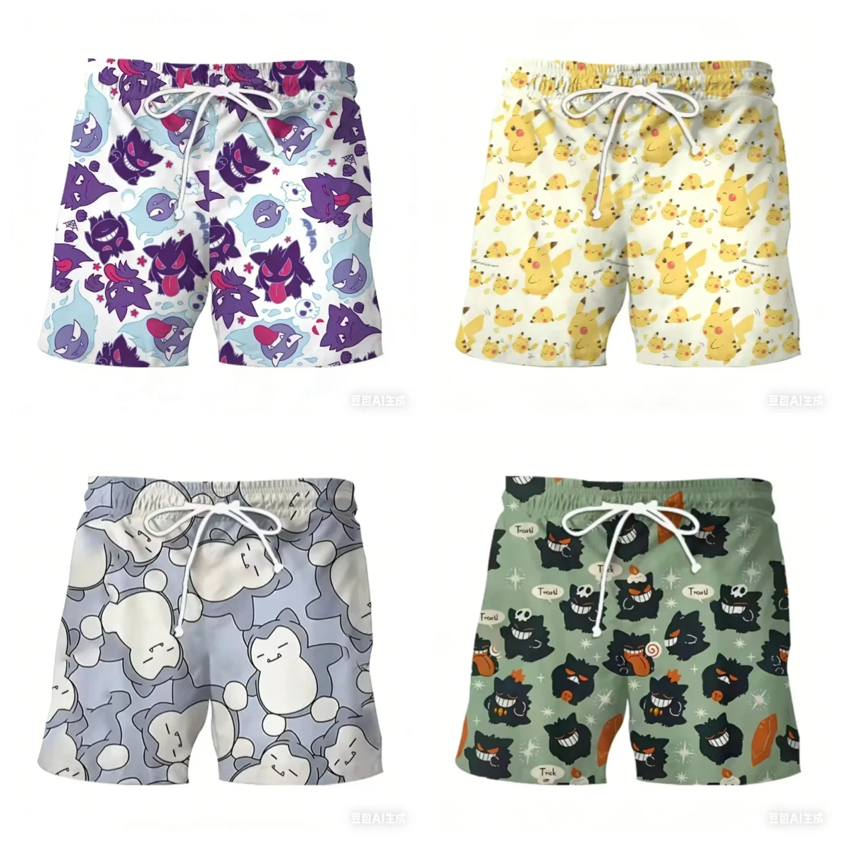 novo-estilo-de-verao-pokemon--shorts-de-praia-esportivos-unissex-estilo-casual-impressos-em-3d-para-adultos-criancas-plus-size