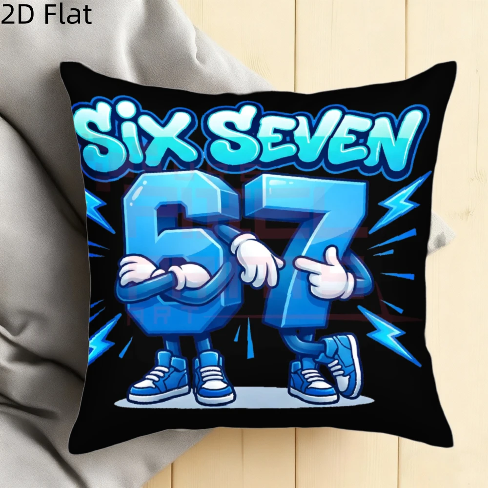 1PC Cartoon Number “67” Anthropomorphic Pillow Cover, Trendy Style Decor for Bedroom & Sofa (Pillow Not Included)