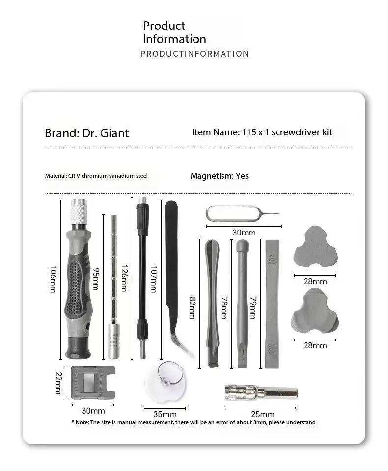 115 في 1 مجموعة مفك براغي مغناطيسي دقيق مجموعة أدوات إصلاح صغيرة للكمبيوتر المحمول الهاتف الخليوي الكمبيوتر ماك بوك أداة إصلاح المنزلية #2