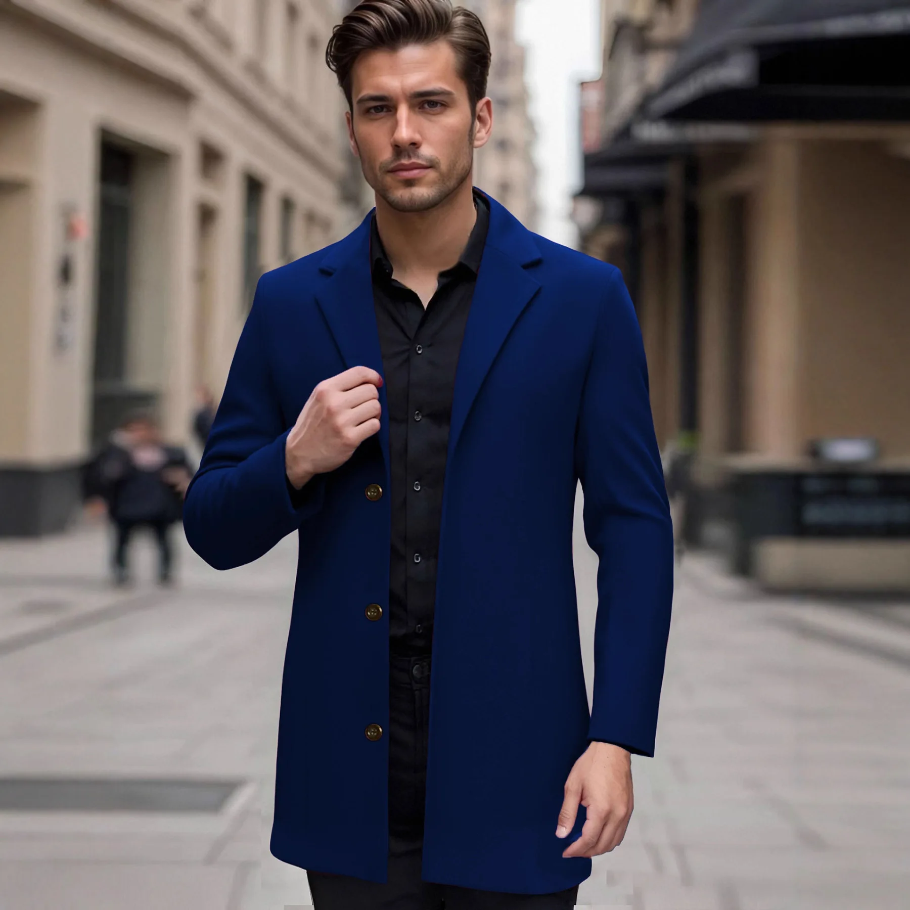 

Деловой элегантный универсальный облегающий плащ среднего и длинного размера