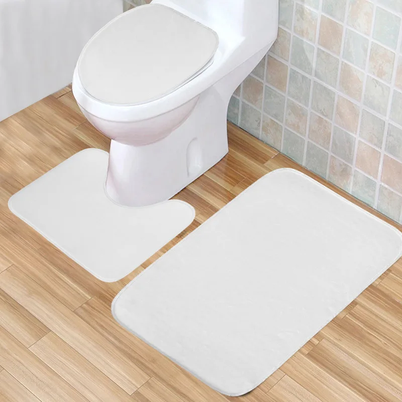 Sublimation Blank Mink velvet Bathroom Bath Mat Set Toilet Non Slip 3PCS Bath Mat Bathroom Shower Carpets Set Toilet Lid Mat