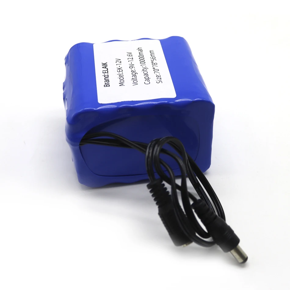 Nuova protezione al 100% Batteria ricaricabile al litio 12 V 10 Ah 18650 di grande capacity 12 V Capacità 10000 mAh