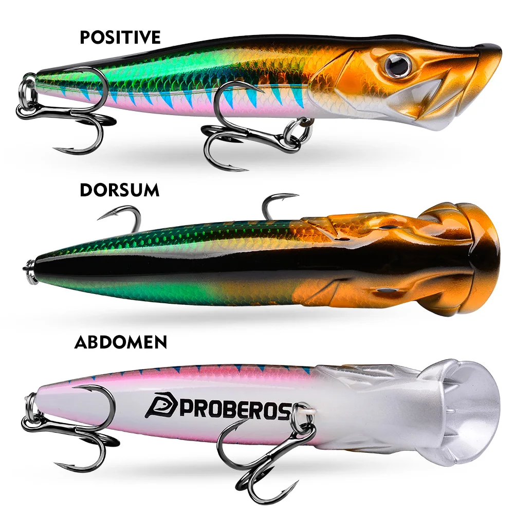 Proberos Topwater Floating Popper Köder, Künstlicher Harter Wobbler mit Rassel, 19g/50g Weitwurf-Oberflächenköder – Detail 10