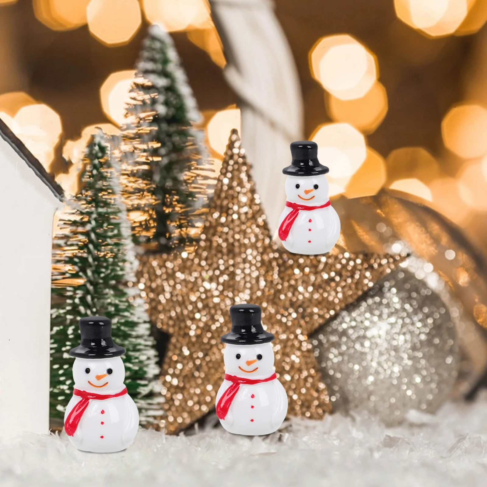 

30pcs Mini Snowman Resin Christmas Ornaments Decorative Miniature Statue For Home Garden Office Desktop Party Favors