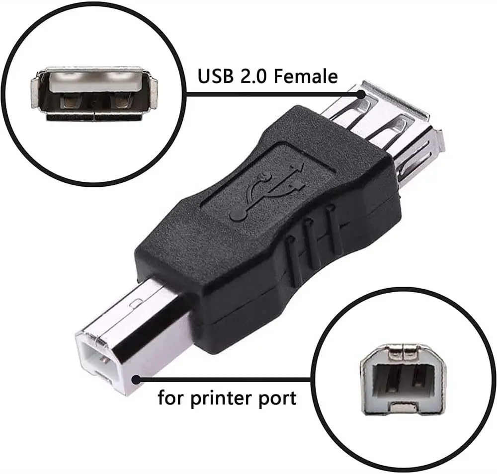 

USB A to B Adapter USB 2.0 A Female to USB B Male Converter Connector Plug for Printer/Scanner Extender Connection 2 Packs