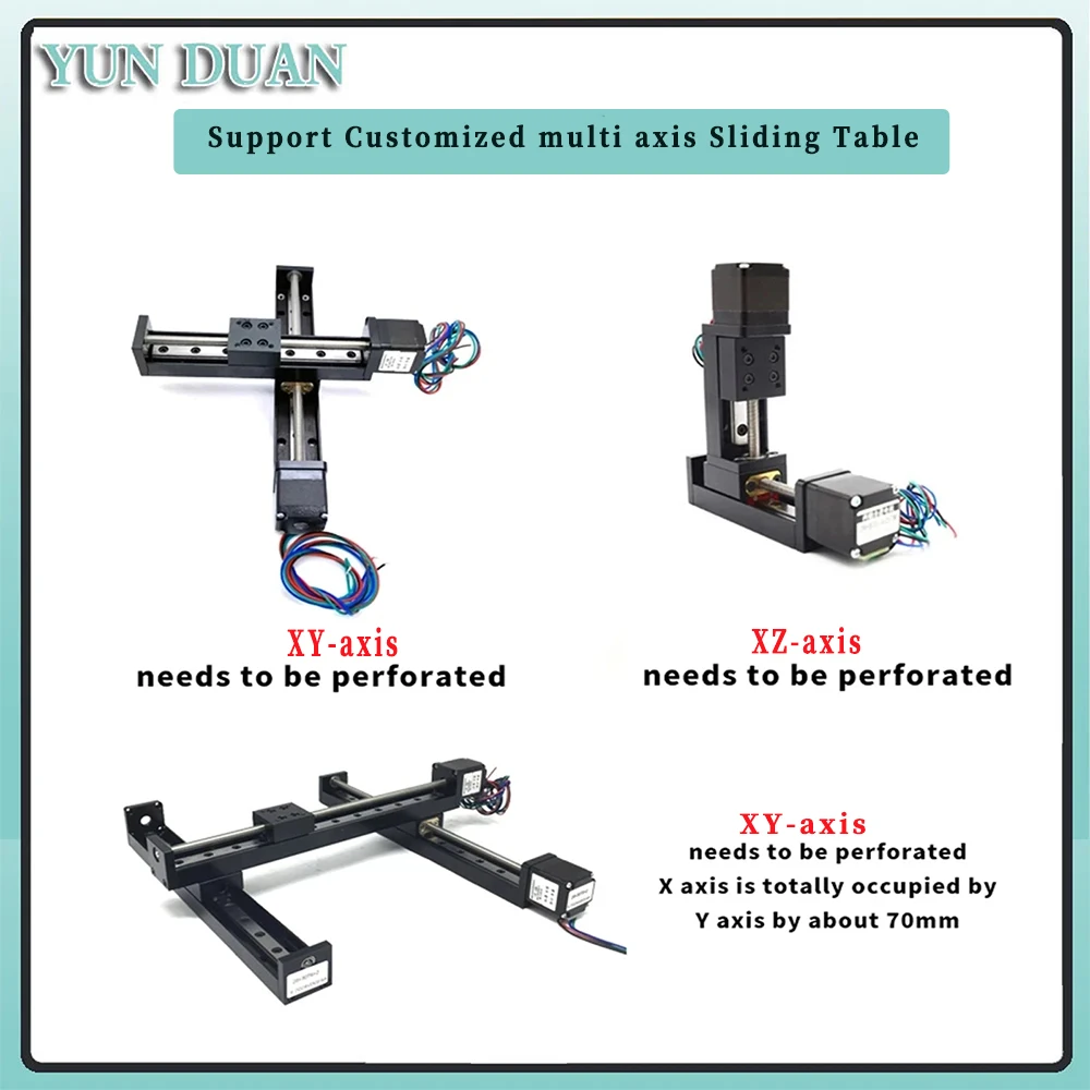 Mini T-type Sliding Table Rail Linear 50-300mm Stroke Nema11 28mm Stepper Motor Driver TB6600 Kit CNC Linear Guide XYZAxis Table