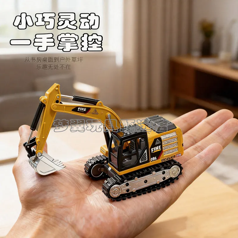 Fine Remote Control Excavator 2 4G Wireless Alloy 1 64 Scale Mini Tracked Construction Vehicle Indoor Outdoor Desktop Lawn Hobby