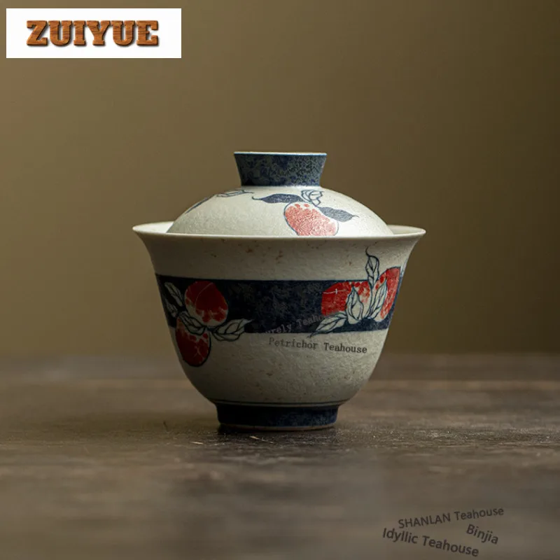 

150 мл ручная роспись персикового гавайского цвета, креативная чайная варенька, бытовая чайная миска с крышкой, комплект чайника, крышка, миска, украшение для чая