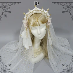 Renaissance Women Tiara Gothic Tudor Crown Lolita Headpiece Hat French Royal Headband Europe Palace Cosplay Hair Accessories