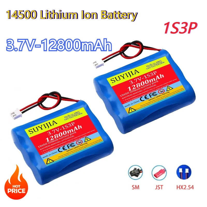

3.7V Rechargeable Lithium Battery 14500 1S3P 12800mAh with BMS Suitable for Electric Toys Remote Control Cars Beauty Instruments
