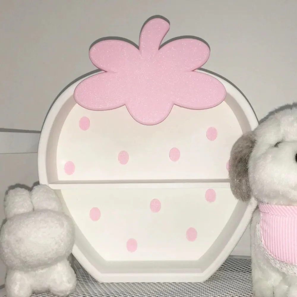 Double-layer Strawberry Storage Cabinet Educational Pink Desktop Organizer Rack Cute Stationery Table Storage Supplies
