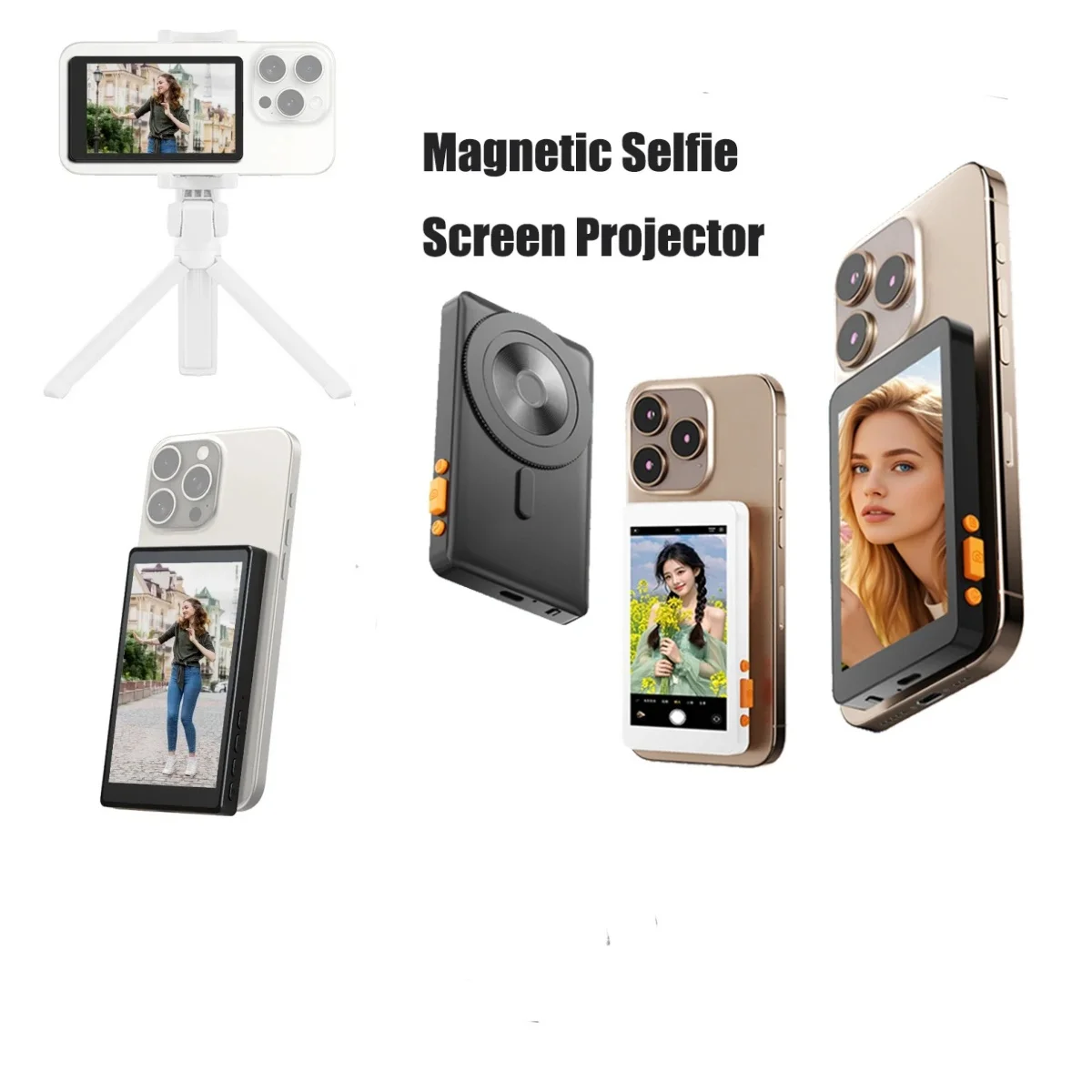 

New Mobile Selfie Wireless Screen Mirroring Device Rear Camera Live Streaming Selfies Magnetic Attraction Screen Sharing Device