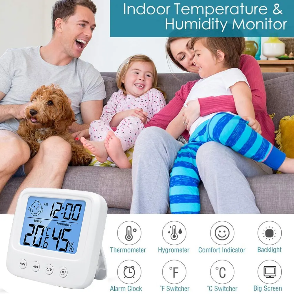 1pc New LCD Digital Temperature Baby Room Humidity Meter Backlight Home Indoor Electronic Hygrometer Thermometer Weather Station