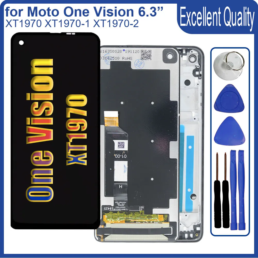 New LCD for Motorola Moto One Vision XT1970 LCD Display Touch Screen Digitizer Replacement for Moto One Vision LCD With Frame