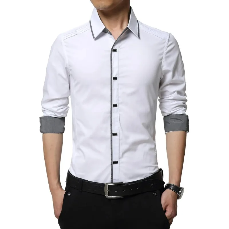 Camisas de moda coreana para hombres, camisas casuales de manga larga, ropa ajustada, ropa Y2k, talla grande 5XL