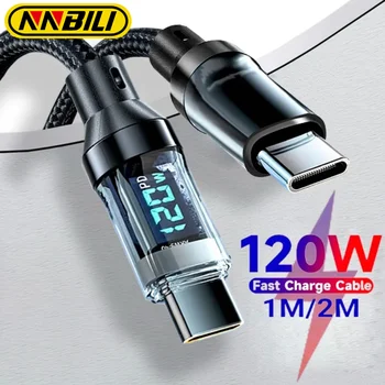 NNBILI 120W Kabel USB C do Type C z wyświetlaczem cyfrowym Szybkie ładowanie Podwójny kabel USB C do iPhone 15 Xiaomi Samsung Huawei iPad