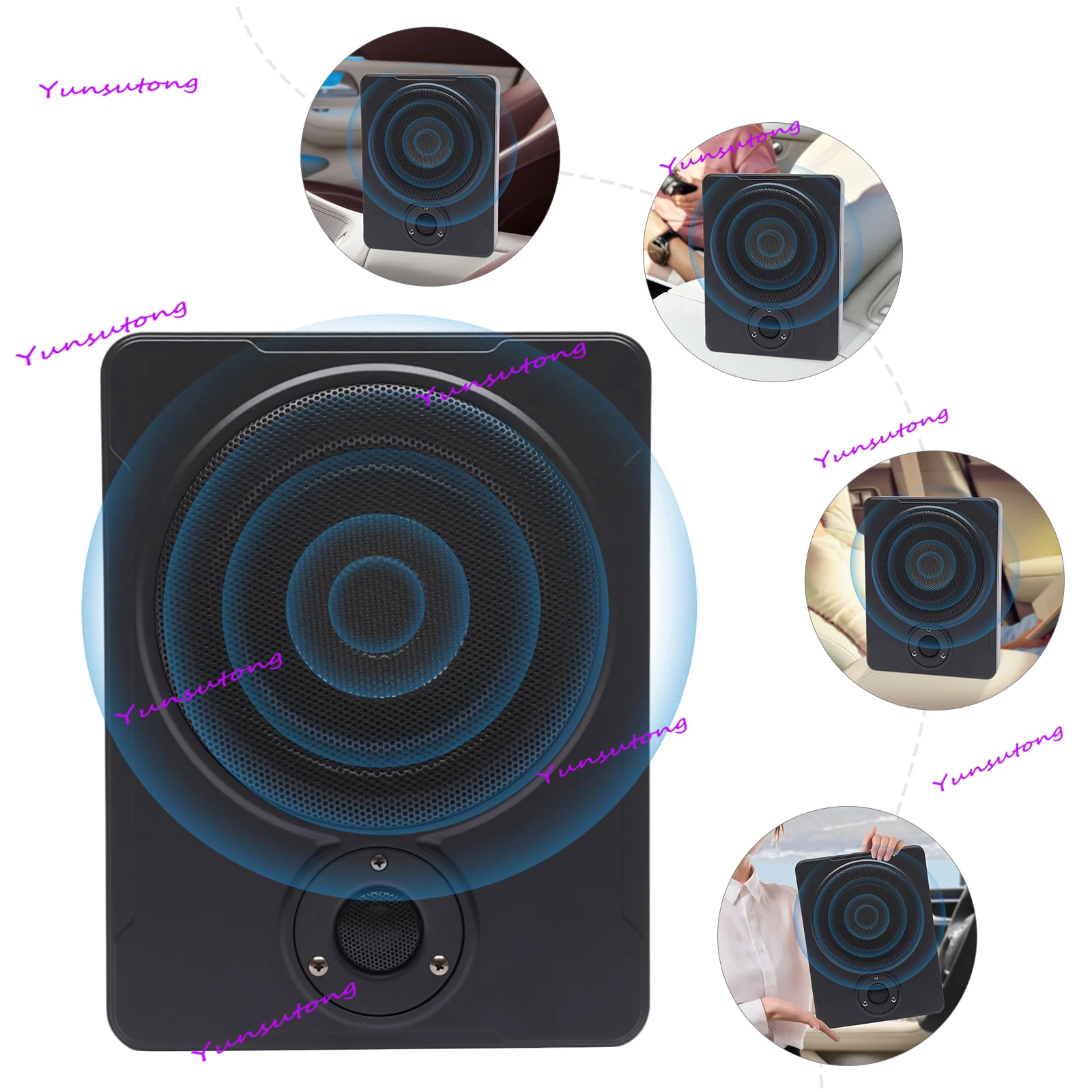 

8 Inch Subwoofer, Subwoofer Car Audio, 600 Watt Active Powered Car Audio Amplifier Pure Bass, for Under Seat, 12V Power Supply