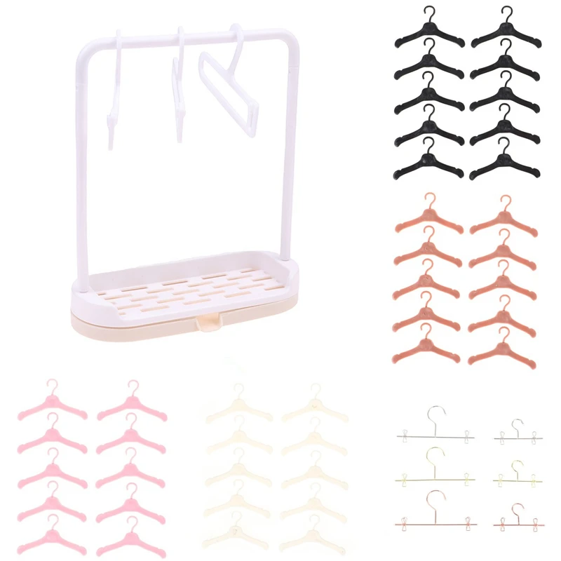 

Dollhouse Miniture Simulation Doll Clothes Rack Garment Organizer Hanger for Doll Clothes Decoration Accessories