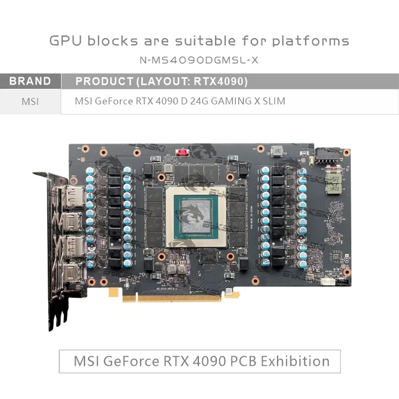 Bykski GPU Block for MSI GeForce RTX 4090 D 24G GAMING X SLIM Video Card Three-layer Structure Design /N-MS4090DGMSL-X