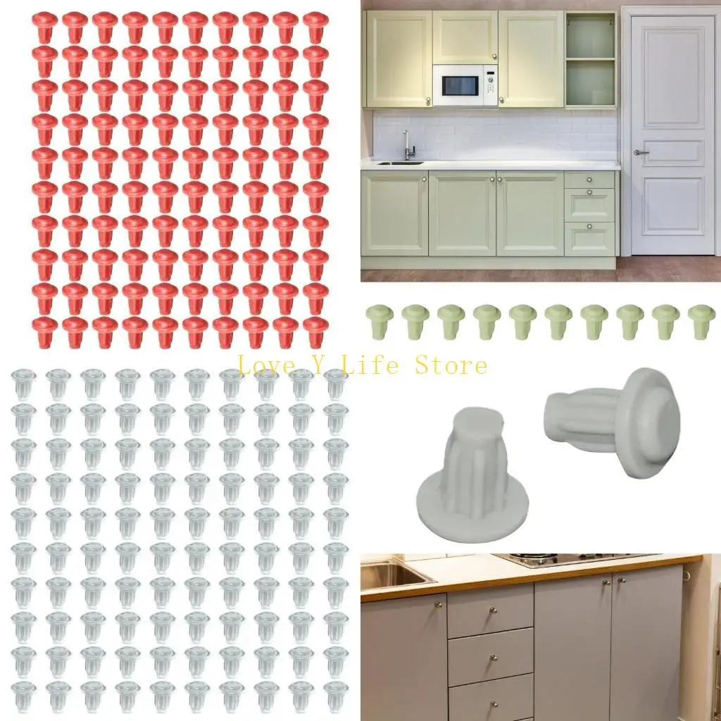 

L74C 100Pcs Table Furniture Embedded Bumper Cabinet Door Grippers Silicone Screws Hole Plugs Nonslip Foot Pads Enduring