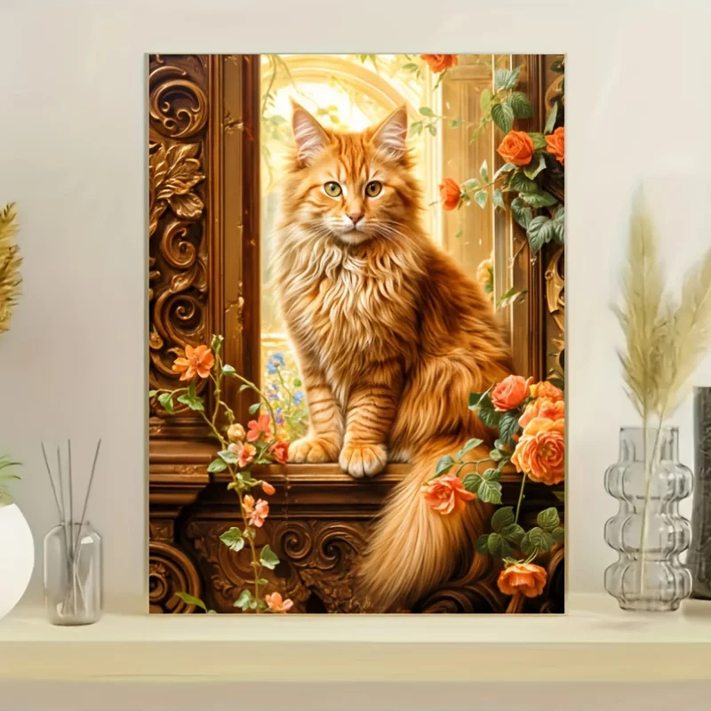 

500/1000/1200/2000PCS Puzzles for Adults Cute Orange Cat By The Window,Jigsaw Puzzles Brain Challenge Game Gift Home Decor