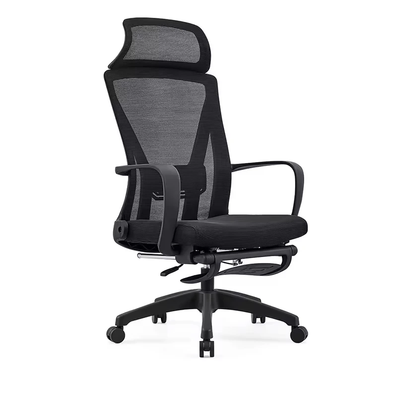 Silla de Oficina Ergonómica con Soporte Lumbar y Altura Ajustable, Silla Ejecutiva Moderna para Gerentes, Respaldo de Malla, Asiento de Cuero PU