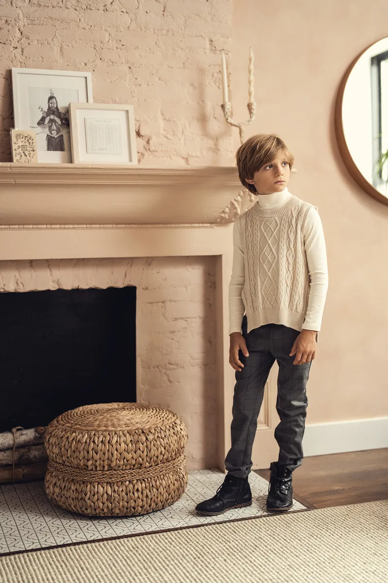 AS Grid collection 2024 Autumn Family Matching Clothing wool knitted boys and girls clothes