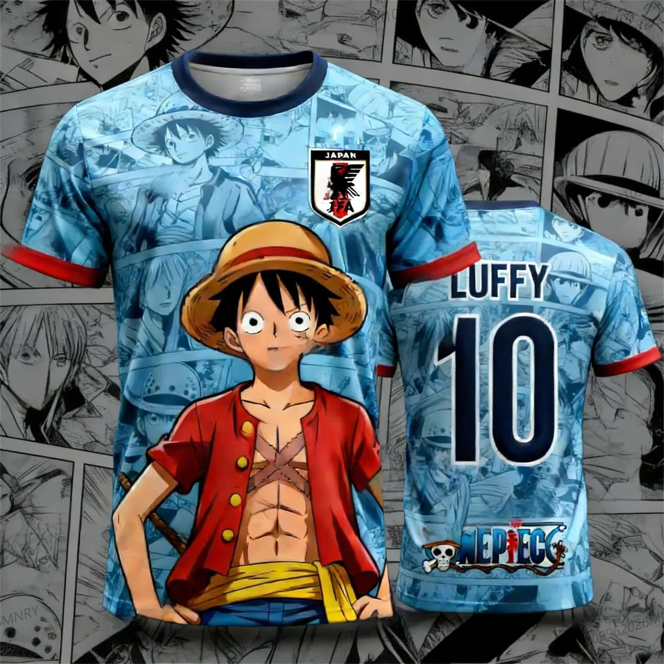 2026/27 New Japan One Piece Luffy Anime Football Suit Family Matching Quick Drying Breathable T-shirt 3D Printing 10 # Top