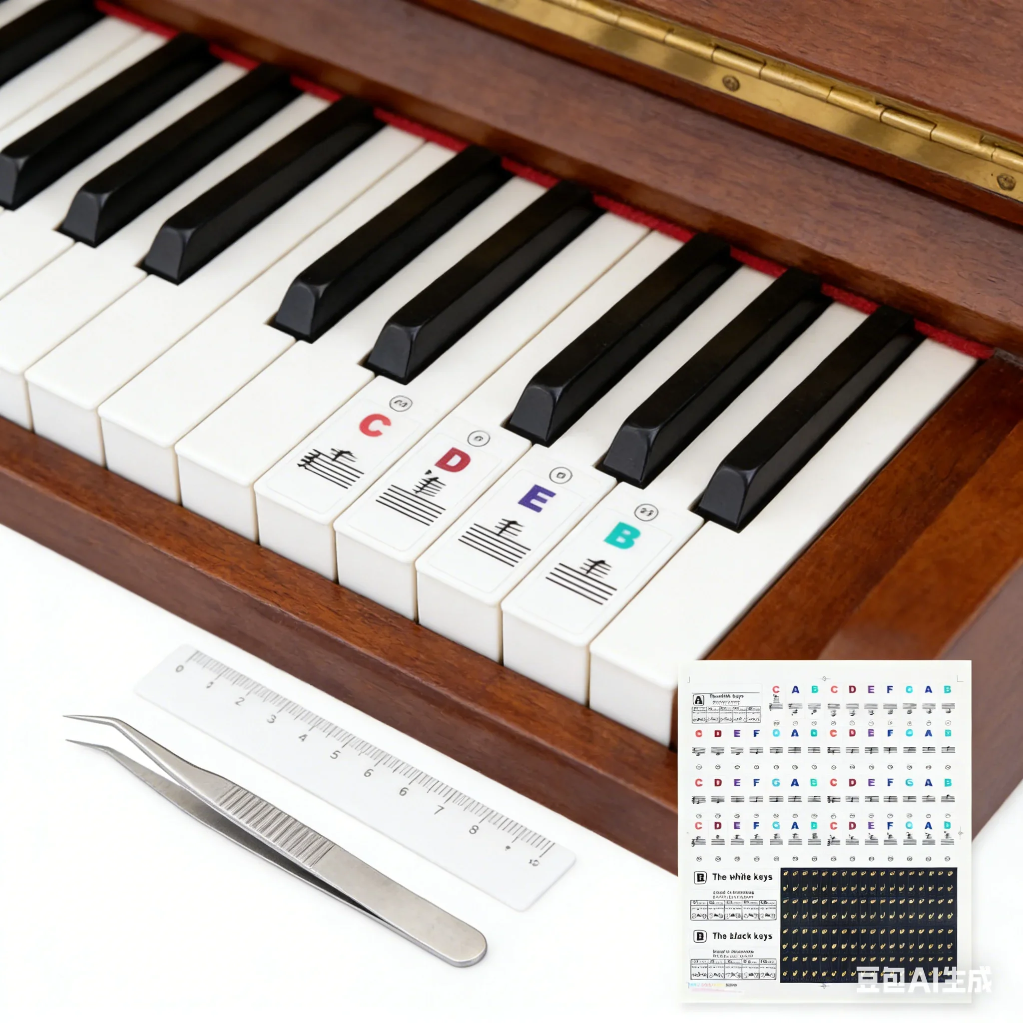 Piano Stickers 88/61/54 Keyboard Scale Stickers Transparent Staff Note Stickers Electronic Keyboard Note Sticker For Beginner