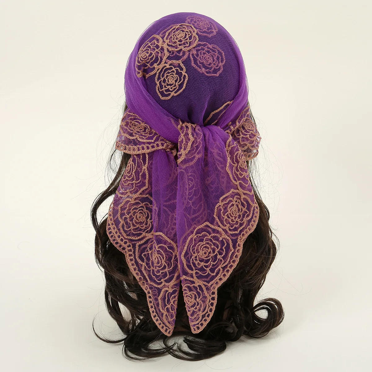 European and American embroidery 80cm square scarf versatile fashion decorative silk scarf rose bag head scarf