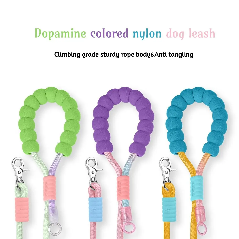 

Rainbow Gradient Dog Leash 2M, Heavy Duty Nylon with Poop Bag Holder, Comfort Bubble Cushion Grip Handle for Large Medium Dogs
