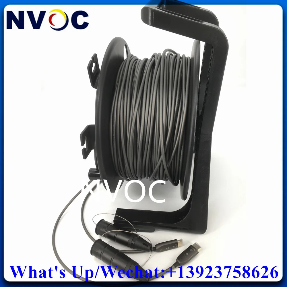 High Speed 8K HDMI Male to HDMI-M 48Gbps 100M 5.0mm TPU Durability Armored Hybrid Fiber Cable with PD Protector and PCD310Reel