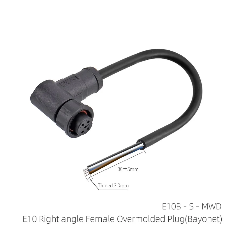 IP67 IP68 E10 Right Angle Female Male Overmolded Plug Bayonet-Type 2-12 Pin 4.0mm-8.0mm PVC PUR Industry Standard Connector