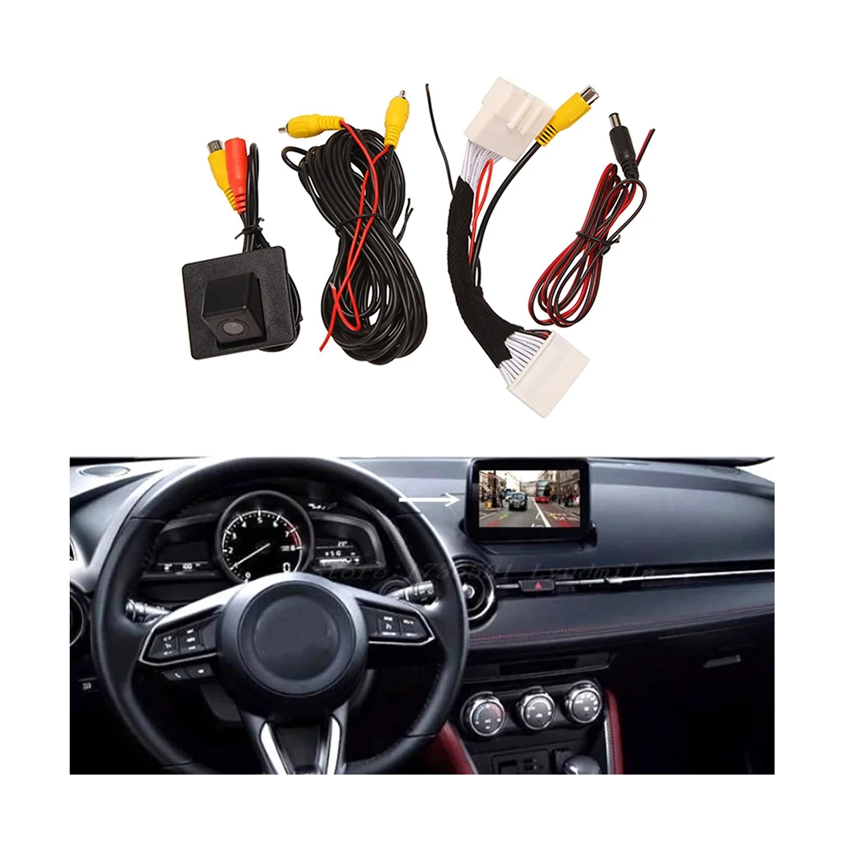 Rear View Camera Backup Reverse Parking Camera Conversion Cable 28 Pin Adapter Kit for Mazda 2 Sedan Demio DJ 2015-2020