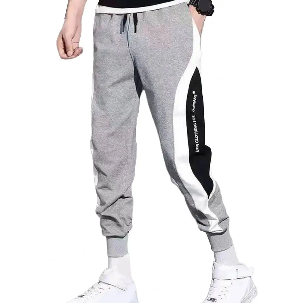 Men Winter Sweatpants Thick Warm Men's Sports Trousers Elastic Waist Drawstring Loose Fit Pockets Plus Size for Fall/winter