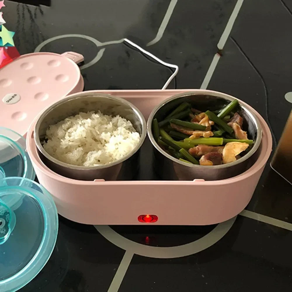 Portable Wireless USB Charging Electric Mini Lunch Box Food Heater Container Travel Rice Cooker Warmer Stainless Steel Bento Box