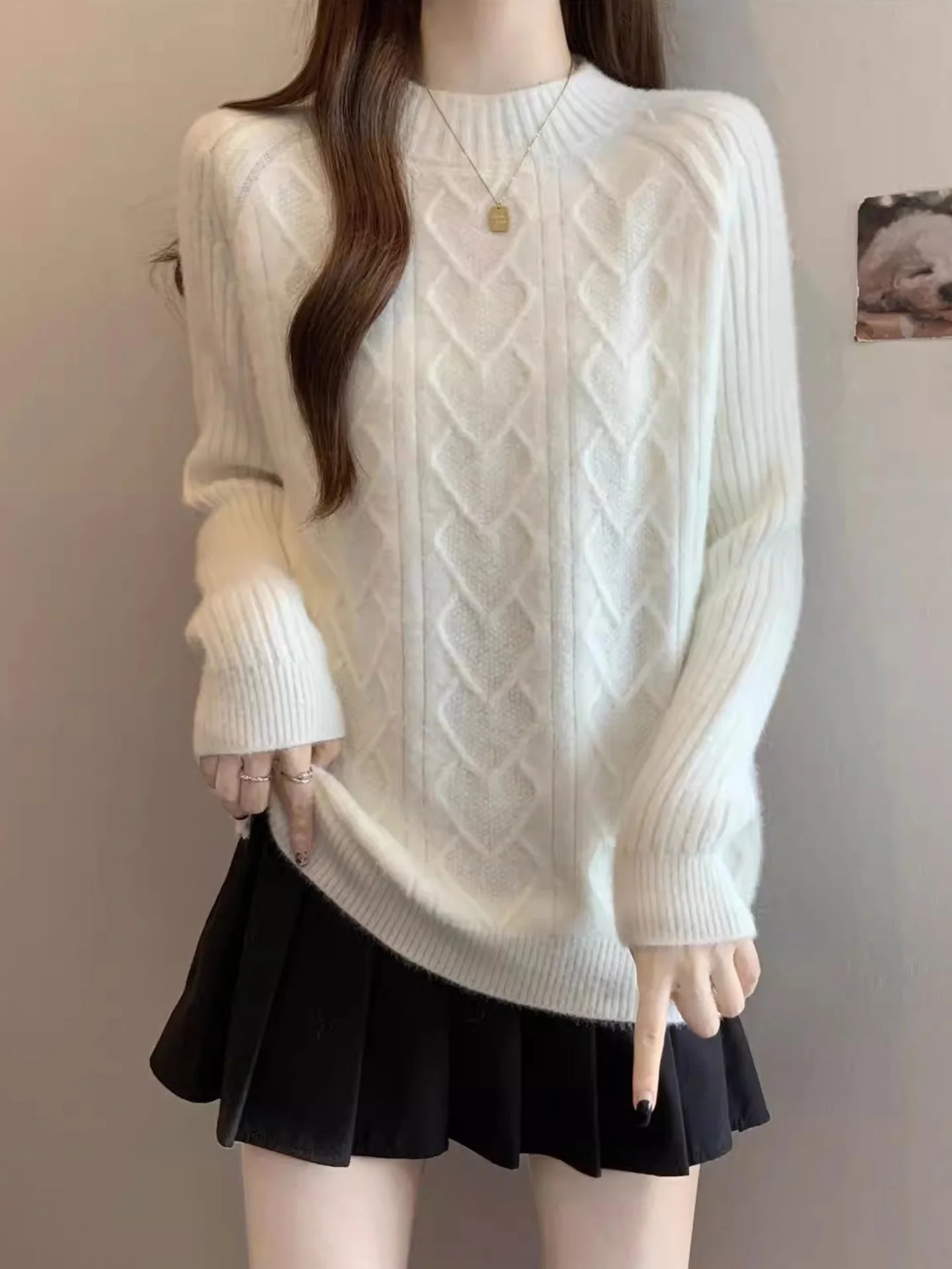 

Soft Knitted Long Sve Sweater Women's Autumn Winter New Sle plus Size Big MM Sweet Young Top Korean Loose Fit Knitwear