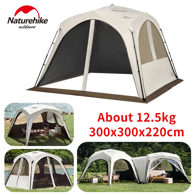 Naturehike Dome Tent Canopy Sunshade Camping Outdoor Tourist Tent Waterproof Quick Open Awning With Chimney Zipper Mesh TPU Door