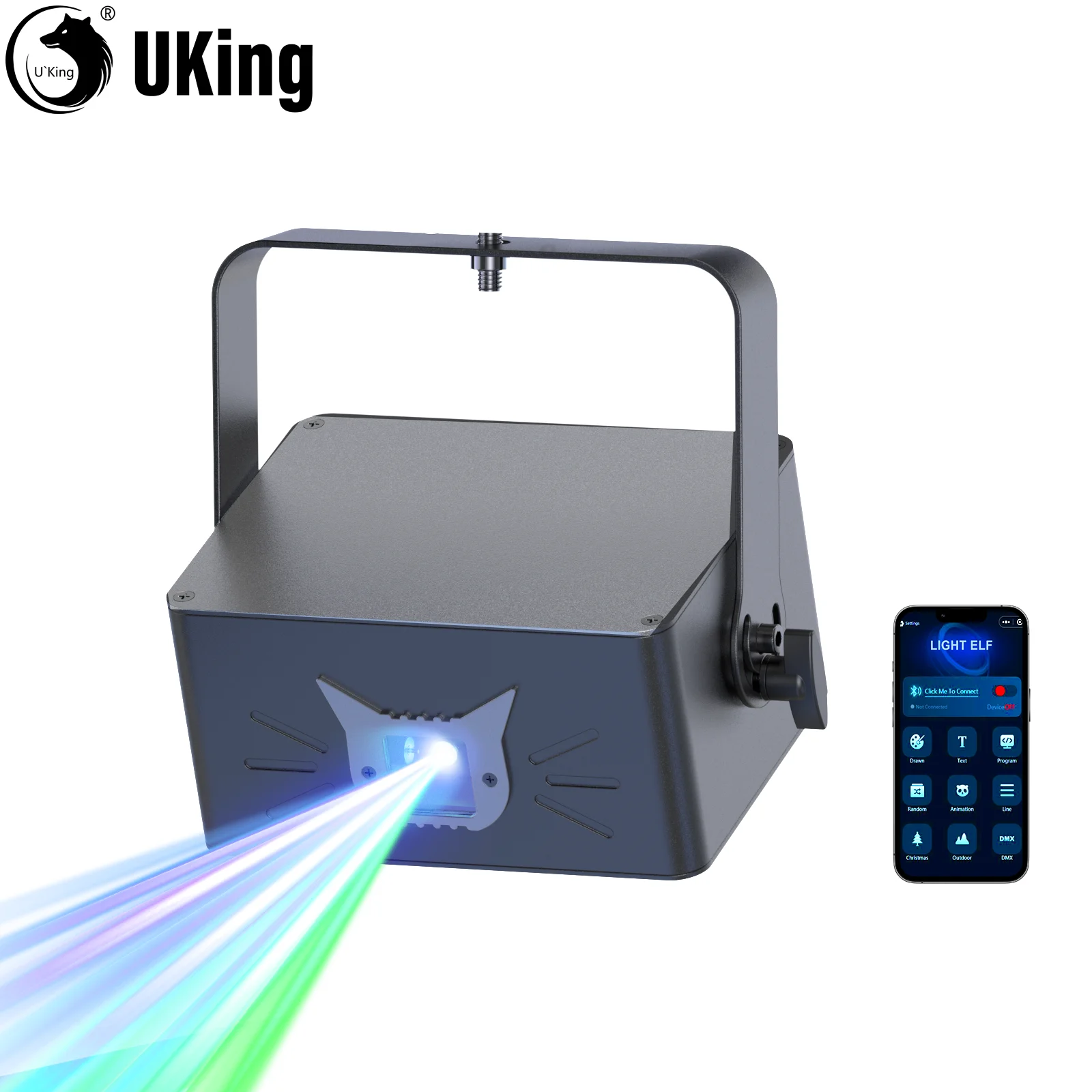 

Приложение U'King Батарея Cat Face 3D Анимационная лазерная машина RGB Party DJ Light DMX Disco Light Освещение сцены для вечеринки, бара, живой клуба