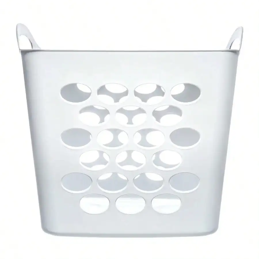 

6-Pack Flexible Plastic Laundry Baskets, Soft Silver Collapsible Hampers with Handles for Space Saving Storage