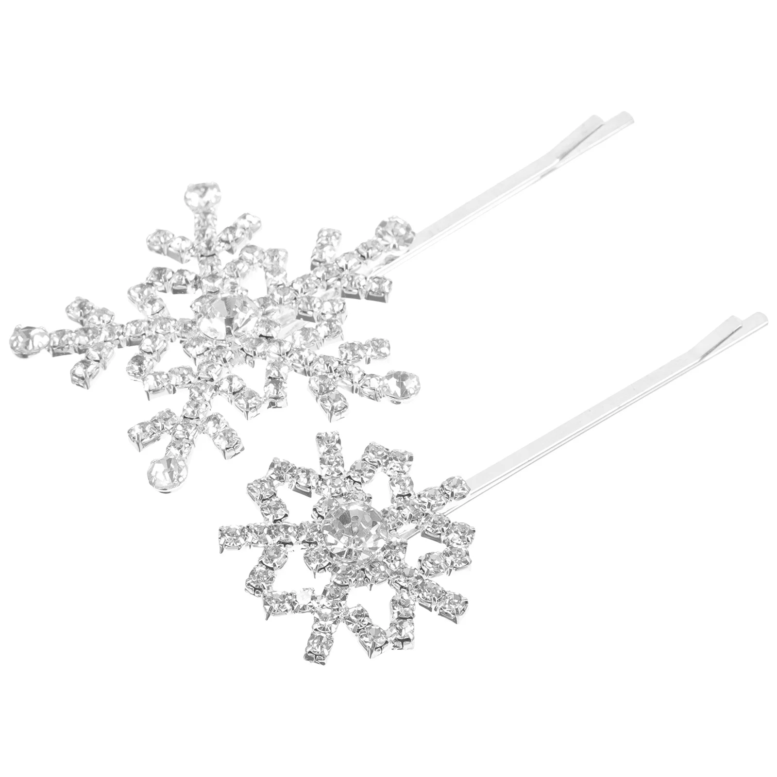 

2Pcs Rhinestone Hair Clips Snowflake Design Elegant Side Hair Clip Accessories for Women's Hairstyles Snowflake Shape Clip